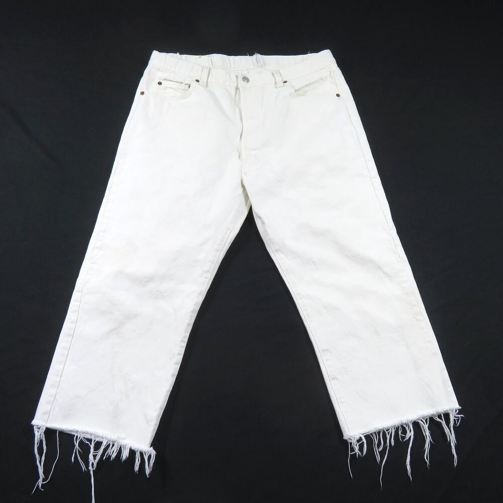 Levi's 501 Capri Length Jeans White Sz 35x32 Measured: 35x22